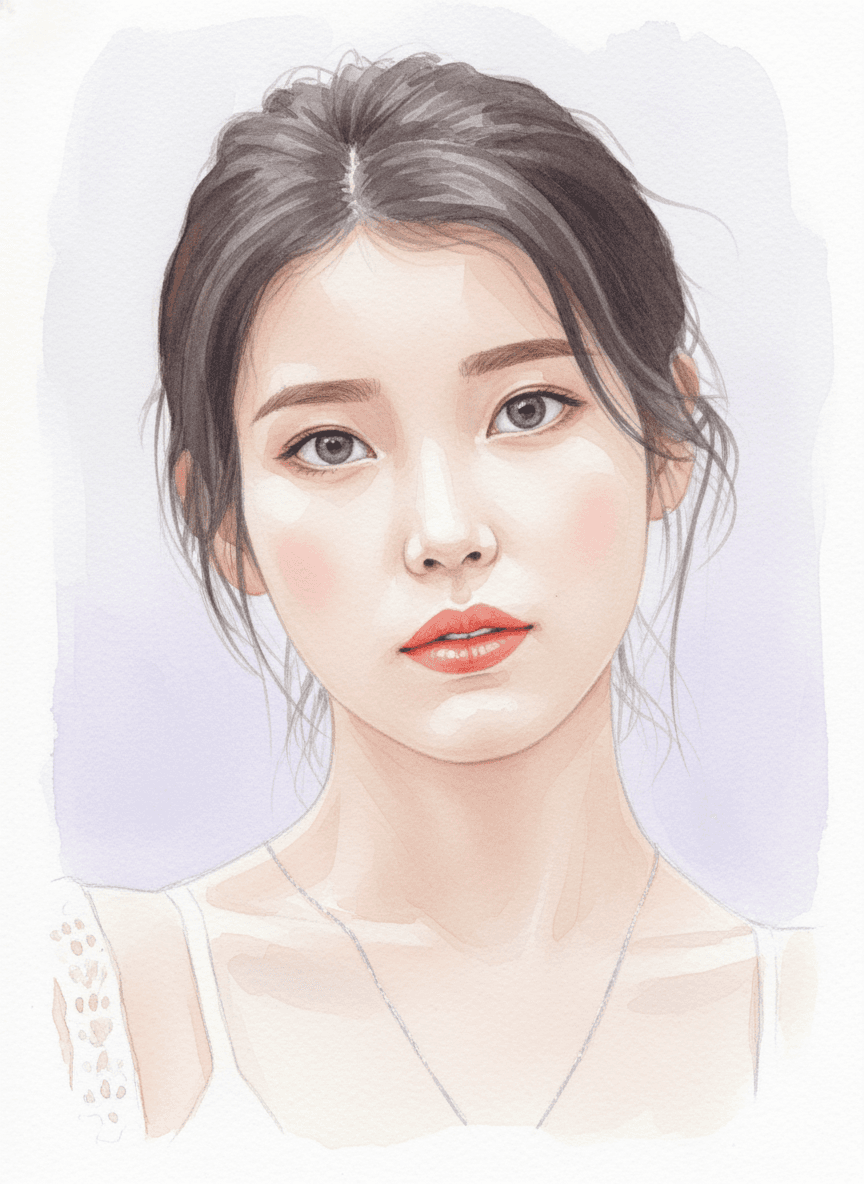 아이유 수채화 일러스트 — 두루미 매거진 연예인 사주
