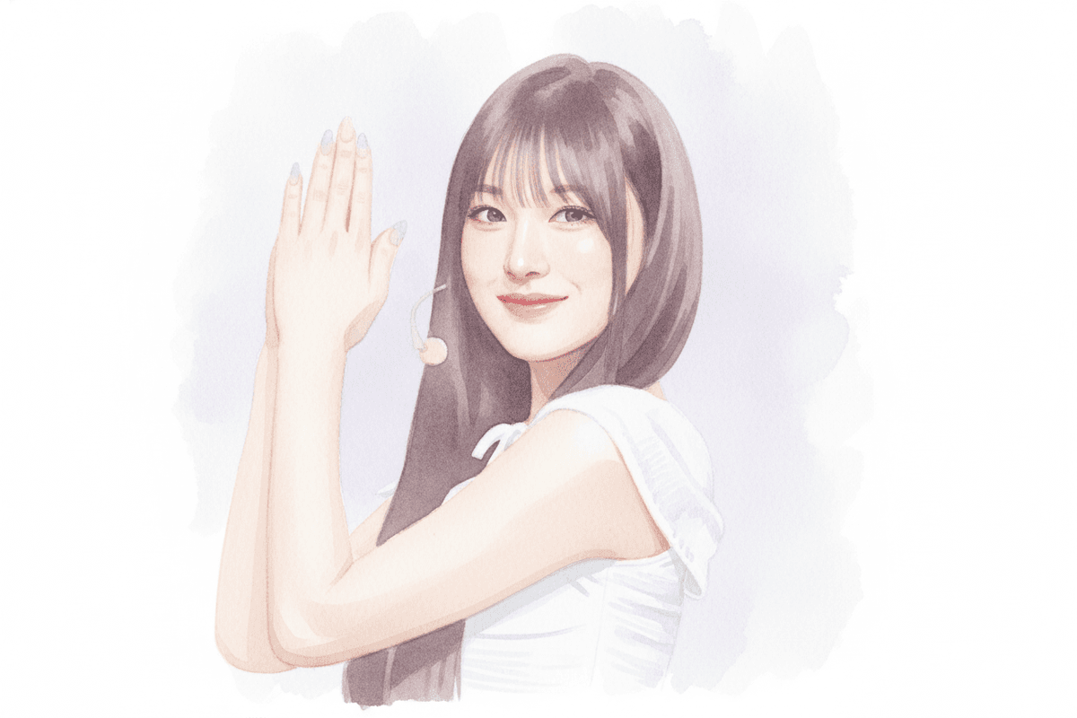 미나미(리센느) 수채화 일러스트 — 두루미 매거진 연예인 사주