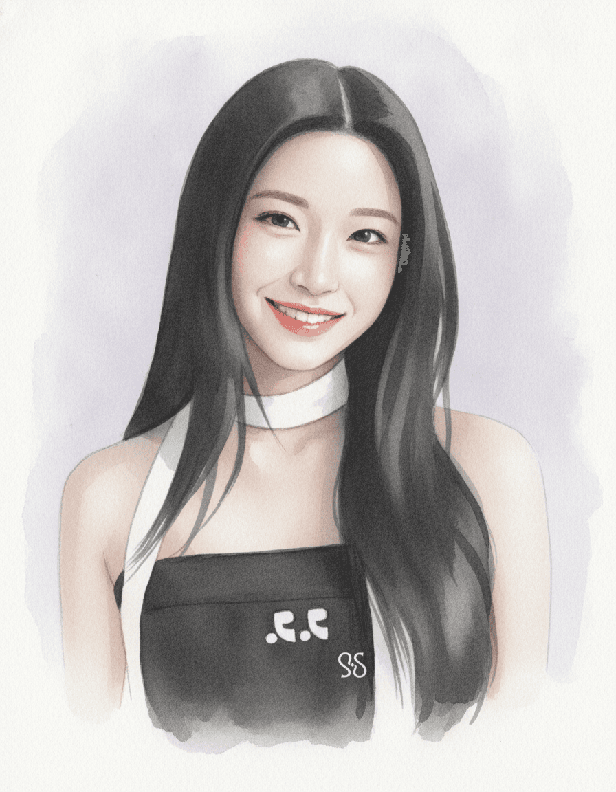 제나(리센느) 수채화 일러스트 — 두루미 매거진 연예인 사주